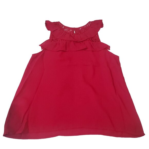 Bb Dakota womens blouse Size medium Red color sleeveless ruffle new $ 78 - Picture 10 of 15